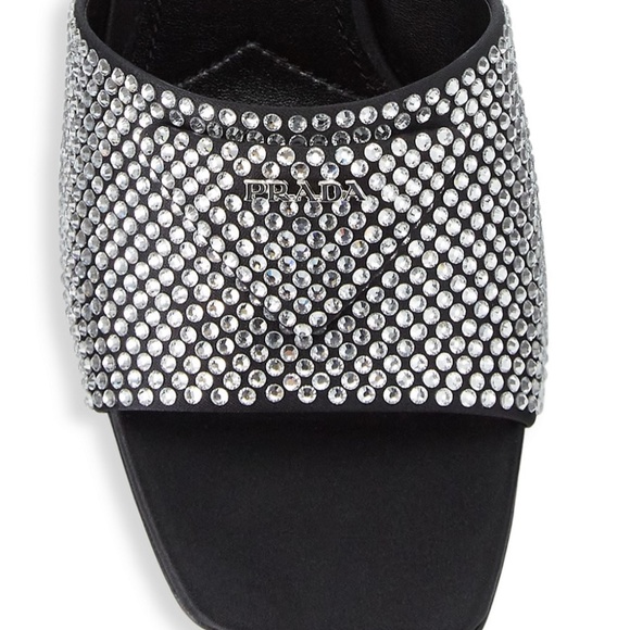 Brand New Crystal Embellished Prada Heeled Mule Sandals - Picture 3 of 4